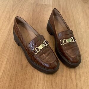 Nina Cappuccino Croc Platform Loafers